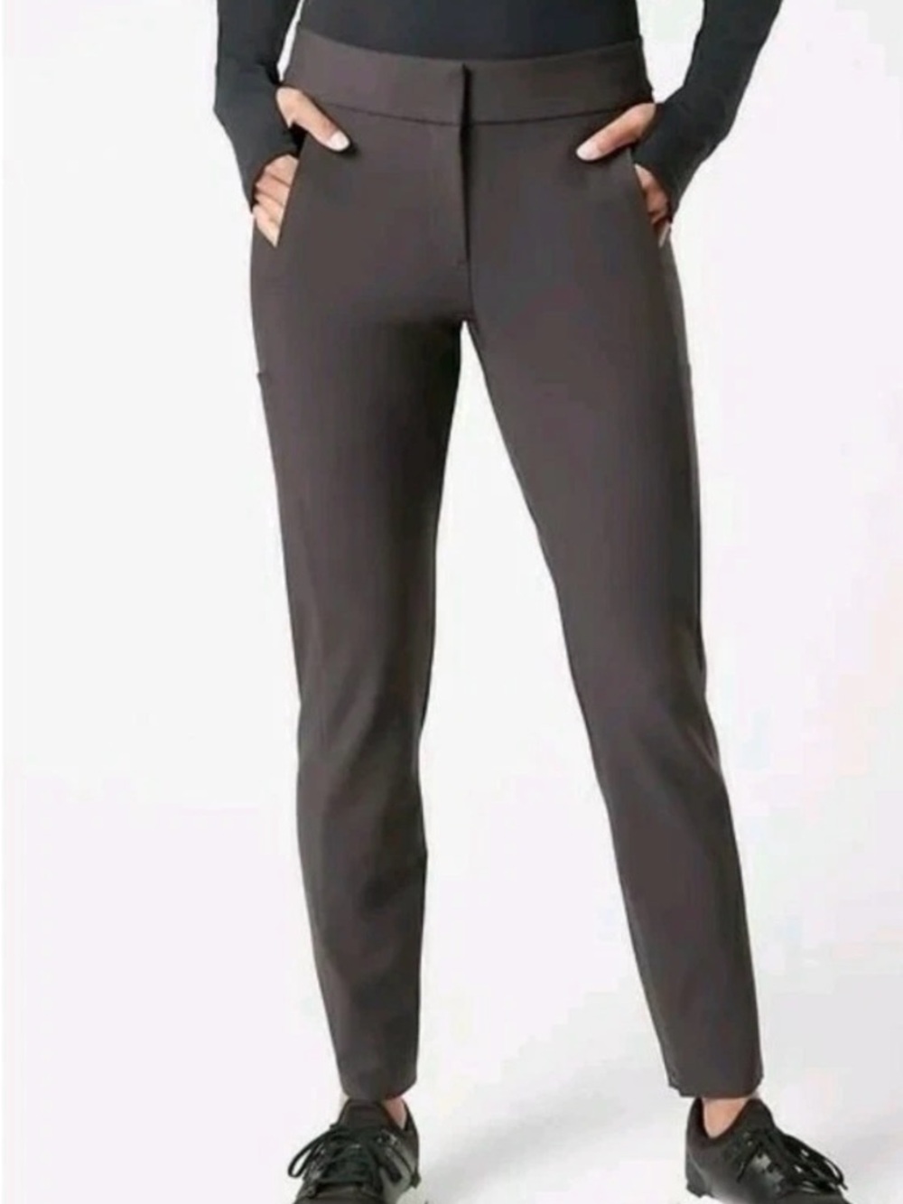 Athleta Stellar Trouser Charcoal Dark Grey Ankle Zip Pants Size 12